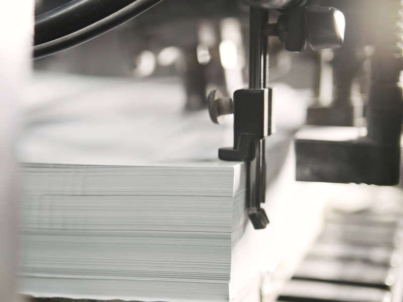 Печатные листы бумаги подается в печати